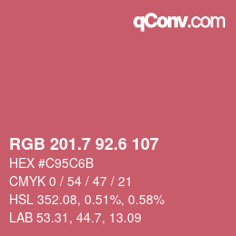 カラーコード: RGB 201.7 92.6 107 | qconv.com