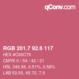 カラーコード: RGB 201.7 92.6 117 | qconv.com