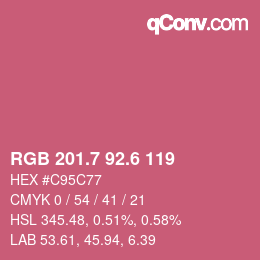カラーコード: RGB 201.7 92.6 119 | qconv.com