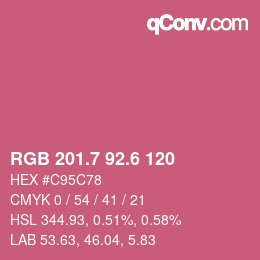 カラーコード: RGB 201.7 92.6 120 | qconv.com