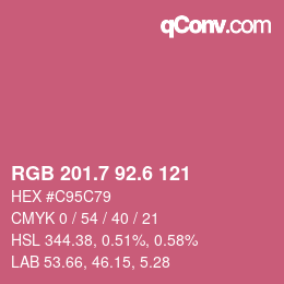 カラーコード: RGB 201.7 92.6 121 | qconv.com