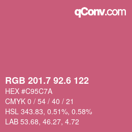 カラーコード: RGB 201.7 92.6 122 | qconv.com