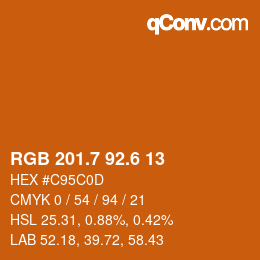 カラーコード: RGB 201.7 92.6 13 | qconv.com