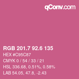 カラーコード: RGB 201.7 92.6 135 | qconv.com
