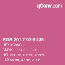 カラーコード: RGB 201.7 92.6 136 | qconv.com