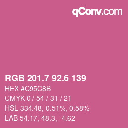 カラーコード: RGB 201.7 92.6 139 | qconv.com
