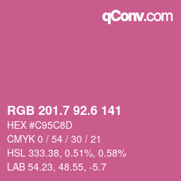 カラーコード: RGB 201.7 92.6 141 | qconv.com
