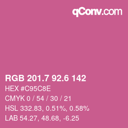 カラーコード: RGB 201.7 92.6 142 | qconv.com