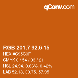 カラーコード: RGB 201.7 92.6 15 | qconv.com