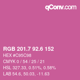カラーコード: RGB 201.7 92.6 152 | qconv.com