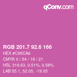 カラーコード: RGB 201.7 92.6 166 | qconv.com