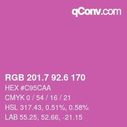 カラーコード: RGB 201.7 92.6 170 | qconv.com