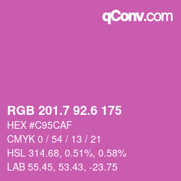 カラーコード: RGB 201.7 92.6 175 | qconv.com