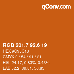 カラーコード: RGB 201.7 92.6 19 | qconv.com