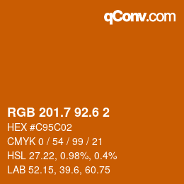 カラーコード: RGB 201.7 92.6 2 | qconv.com