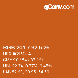 カラーコード: RGB 201.7 92.6 26 | qconv.com