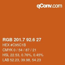 カラーコード: RGB 201.7 92.6 27 | qconv.com