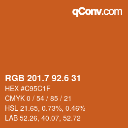 カラーコード: RGB 201.7 92.6 31 | qconv.com