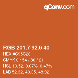 カラーコード: RGB 201.7 92.6 40 | qconv.com