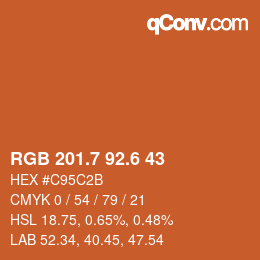カラーコード: RGB 201.7 92.6 43 | qconv.com