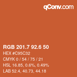 カラーコード: RGB 201.7 92.6 50 | qconv.com