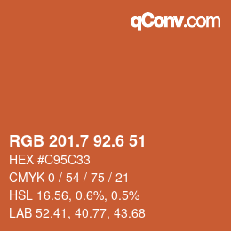 カラーコード: RGB 201.7 92.6 51 | qconv.com