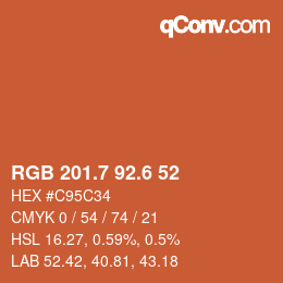 カラーコード: RGB 201.7 92.6 52 | qconv.com