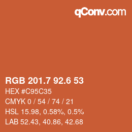 カラーコード: RGB 201.7 92.6 53 | qconv.com