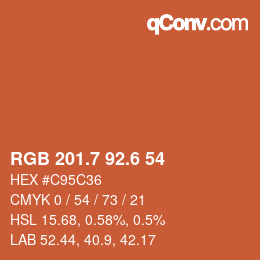 カラーコード: RGB 201.7 92.6 54 | qconv.com