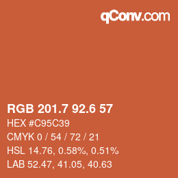 カラーコード: RGB 201.7 92.6 57 | qconv.com