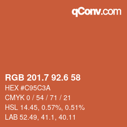 カラーコード: RGB 201.7 92.6 58 | qconv.com