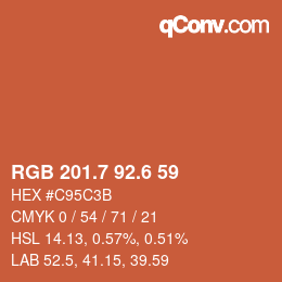 カラーコード: RGB 201.7 92.6 59 | qconv.com