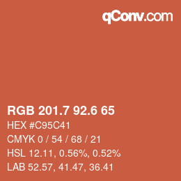 カラーコード: RGB 201.7 92.6 65 | qconv.com