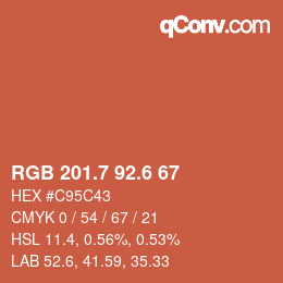 カラーコード: RGB 201.7 92.6 67 | qconv.com