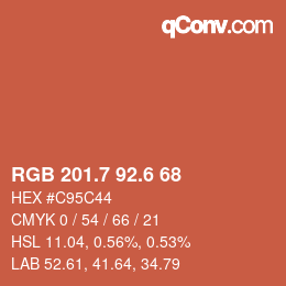 カラーコード: RGB 201.7 92.6 68 | qconv.com