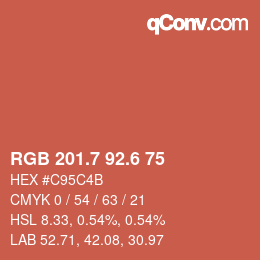 カラーコード: RGB 201.7 92.6 75 | qconv.com