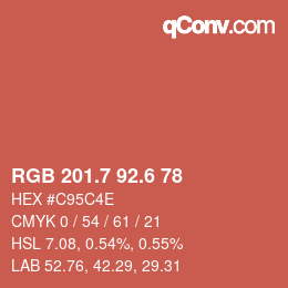 カラーコード: RGB 201.7 92.6 78 | qconv.com