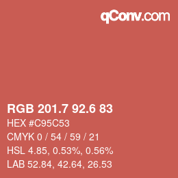 カラーコード: RGB 201.7 92.6 83 | qconv.com
