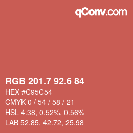 カラーコード: RGB 201.7 92.6 84 | qconv.com