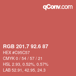 カラーコード: RGB 201.7 92.6 87 | qconv.com
