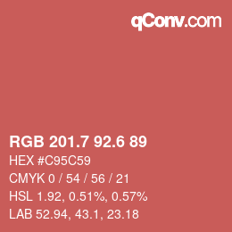 カラーコード: RGB 201.7 92.6 89 | qconv.com