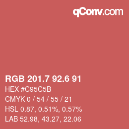 カラーコード: RGB 201.7 92.6 91 | qconv.com