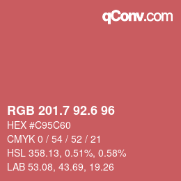 カラーコード: RGB 201.7 92.6 96 | qconv.com