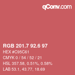 カラーコード: RGB 201.7 92.6 97 | qconv.com