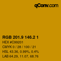 カラーコード: RGB 201.9 146.2 1 | qconv.com