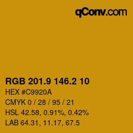 カラーコード: RGB 201.9 146.2 10 | qconv.com
