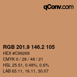 カラーコード: RGB 201.9 146.2 105 | qconv.com