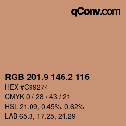 カラーコード: RGB 201.9 146.2 116 | qconv.com