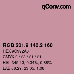 カラーコード: RGB 201.9 146.2 160 | qconv.com