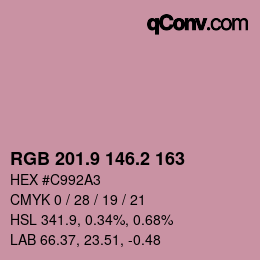 カラーコード: RGB 201.9 146.2 163 | qconv.com